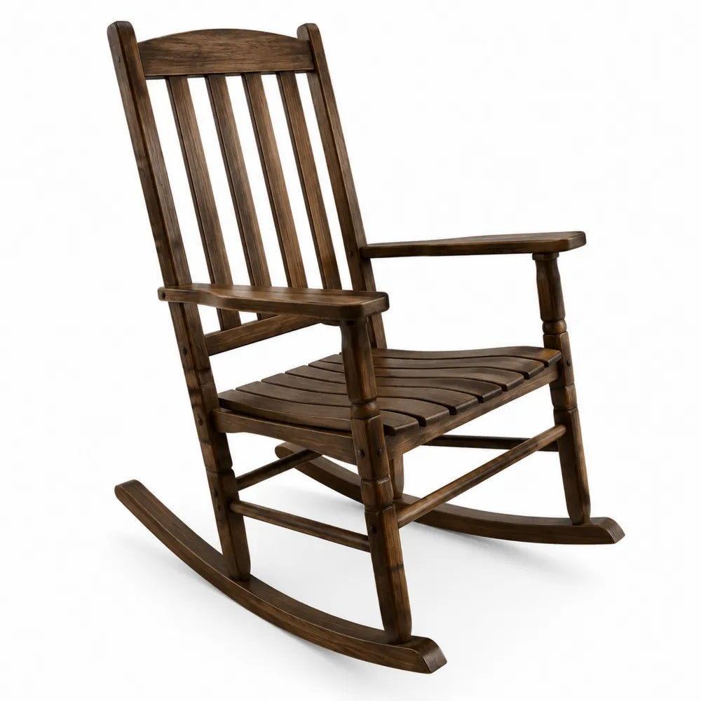 Chaise à bascule de jardin en acacia massif brun foncé 68 x 95 x 114 cm avec accoudoirs
